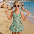 thumbnail image 3 of Uourmeti Girls' Floral & Horse Print Skirted One Piece Swimsuit - Quick Dry, Stretchy Swim Dress for Beach, Pool & Summer Vacation, 3 of 8