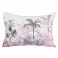 thumbnail image 2 of Pink Palm Tree Throw Pillow Cover, Pillowcase Protectors with Zipper, Breathable Decorative Lumbar Pillow Case Cover, Forest Tropical Plants Flower Leaf Pillow Shams for Couch Sofa 16x24Inch, 2 of 8