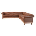 thumbnail image 2 of Sectional Corner Sofa with 4 Wooden Legs, 22.5" Deep L Shape Couch with Tufted Backrest and Metal Rivets, Vintage Comfy PU Sofa for Living Room, Bedroom, Light Brown, 2 of 7