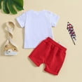 thumbnail image 4 of HCNTES Toddler Baby Girl Summer Clothes Set Kid Outfits Boys Short Sleeves T-Shirt Tops + Shorts Cute Outfits Set For Kids Independence Day 18-24 Months 2t 3t 4t(L04-White,3-6 Months), 4 of 9