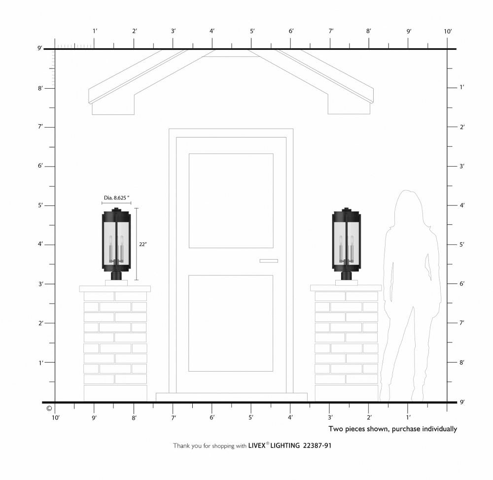Livex Lighting - Sheridan - 3 Light Outdoor Post Top Lantern in Contemporary