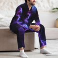 thumbnail image 7 of Sikiie Purple And Blue Nebula Mens Pajama Set, Soft Warm Long Sleeve Sleepwear, Cozy Button-Down Pjs for Men-Small, 7 of 7