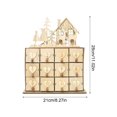 thumbnail image 1 of Calendario de Adviento de madera para Navidad, adorno de cuenta atrás de Casa de pueblo iluminado con LED, caja de cajones grandes, decoración de Navidad, 24 piezas, 1 of 4