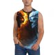 thumbnail image 1 of Balery Red And Blue Fire Skull Warrior Camisetas sin mangas para hombre, absorbe la humedad y protege contra el mal olor.-Small, 1 of 7