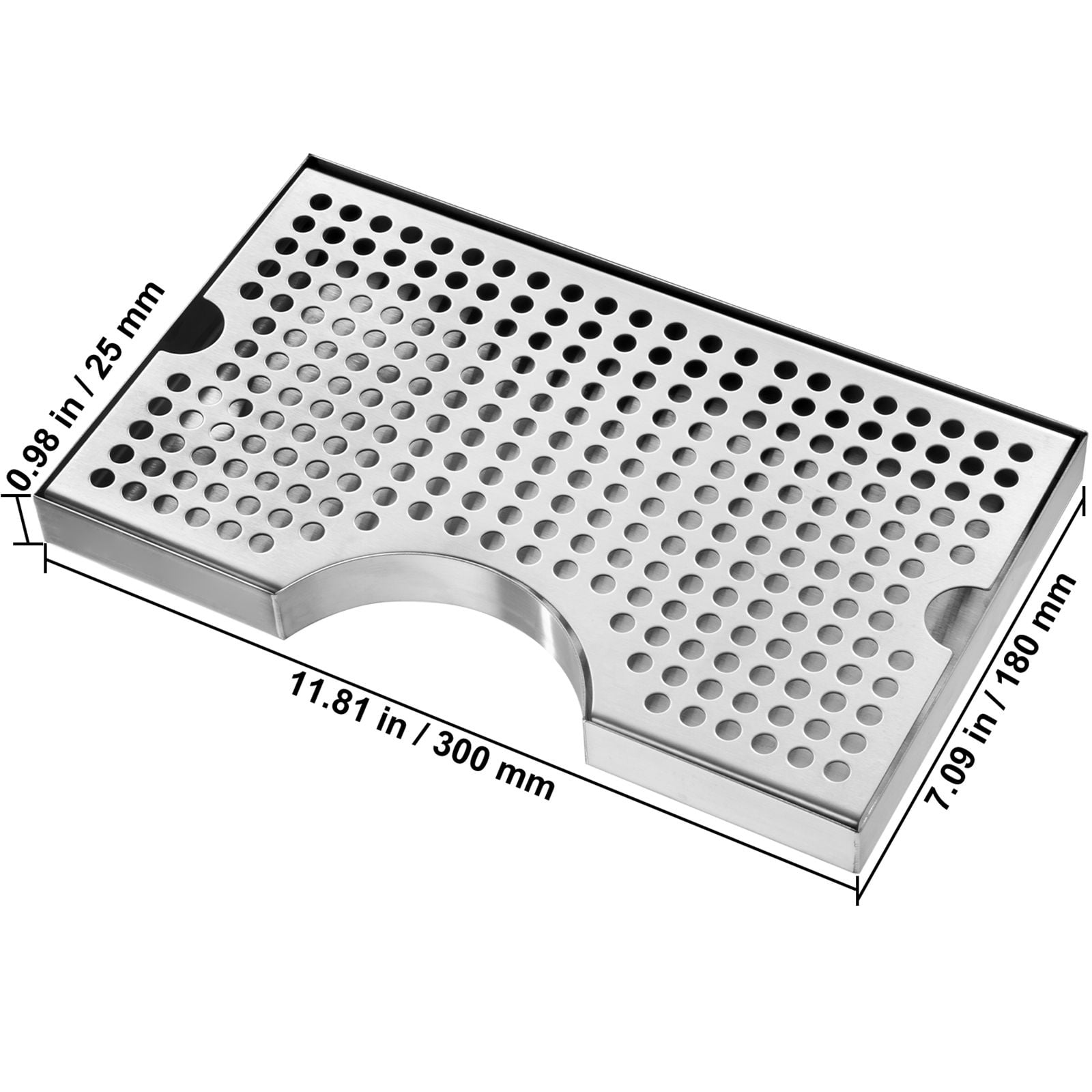 Kegerator Beer Drip Tray, 11.81x7.09 Inch Food-Grade 304 Stainless Steel, Detachable Cover, Uniform Mesh for Rapid Draining, Anti-Slip Rubber Pads for Bar Counter