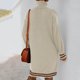 thumbnail image 5 of Vestido De Suéter De Cuello Alto, Vestido De Suéter De Manga Larga Agradable A La Piel Lavable A Máquina Costura A Rayas Suelto Casual Para Vacaciones ANGGREK Albaricoque L, 5 of 6