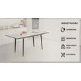 thumbnail image 4 of 47"-63" Expandable MDF Square White Marble Pattern Dining Table with Tapered Black Metal Legs for US Homes, 4 of 13
