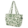 thumbnail image 2 of FORMRS Tote Bag for Women Quilted Large Capacity Travel Work Carry On Shoulder Handbag, Green Floral, 2 of 7