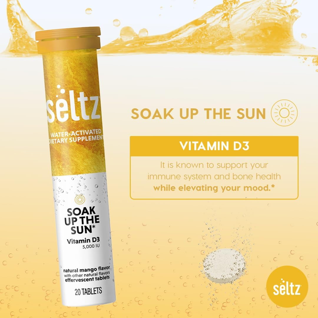 Soak up The Sun (Vitamin D3) - Seltz® Water-Activated Effervescent Vitamins - 6 Packs x 20 Tablets Each
