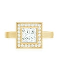 thumbnail image 4 of Rosec Jewels Moissanite Princess Cut Engagement Ring with Halo - Vintage Style Ring - D-VS1 Grade Certified, 14K Yellow Gold, US 10.00, 4 of 8
