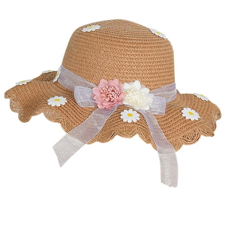 

Baby Girl Floral Breathable Straw Bucket Sun Hats & Caps