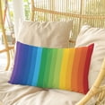 thumbnail image 4 of Colorful Striped Ombre Pillow Covers, Linen Long Throw Pillow Case, Rainbow Stripes Modern Abstract Art Holiday Pillow Protector Decorative Cushion Cover for Living Room/Bedroom 12" x 20", 4 of 8