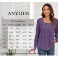 thumbnail image 4 of ANYJOIN Womens Long Sleeve Tunic Tops Pleated Square Neck Casual Loose Fit Blouse Shirt, 4 of 5