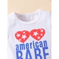 thumbnail image 5 of hirigin Baby Girls Independence Day Outfits, Short Sleeve Crew T-Shirt/Romper, Star Stripe Long Flared/Triangle Pants, Bow Headband, 5 of 9