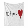 thumbnail image 1 of Love Soft Flannel Fleece Throw Blanket, Me and You Equal to Us Everything My World Relationship Eros Arrow Print, Cozy Plush for Indoor and Outdoor Use, 50" x 70", Red Black White, by Ambesonne, 1 of 6