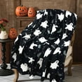 thumbnail image 3 of Cute Halloween Ghost Bat Blanket, Spooky Halloween Blankets and Throws, Halloween Fleece Throw Blanket, Halloween Throws Gifts for Kids, Black, 50" x 60", 3 of 6