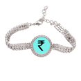 thumbnail image 1 of Símbolo de moneda RS re INR Pulsera de tobillera de cadena de tenis, joyería de diamantes, 1 of 3