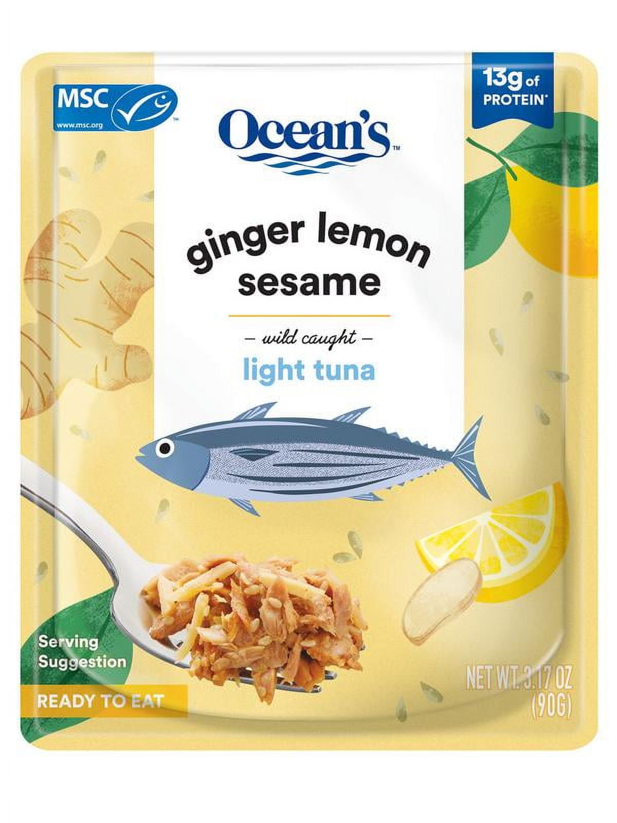 tuna Ocean's Light Tuna, Ginger Lemon Sesame, 3.17 oz Pouch - Walmart.com