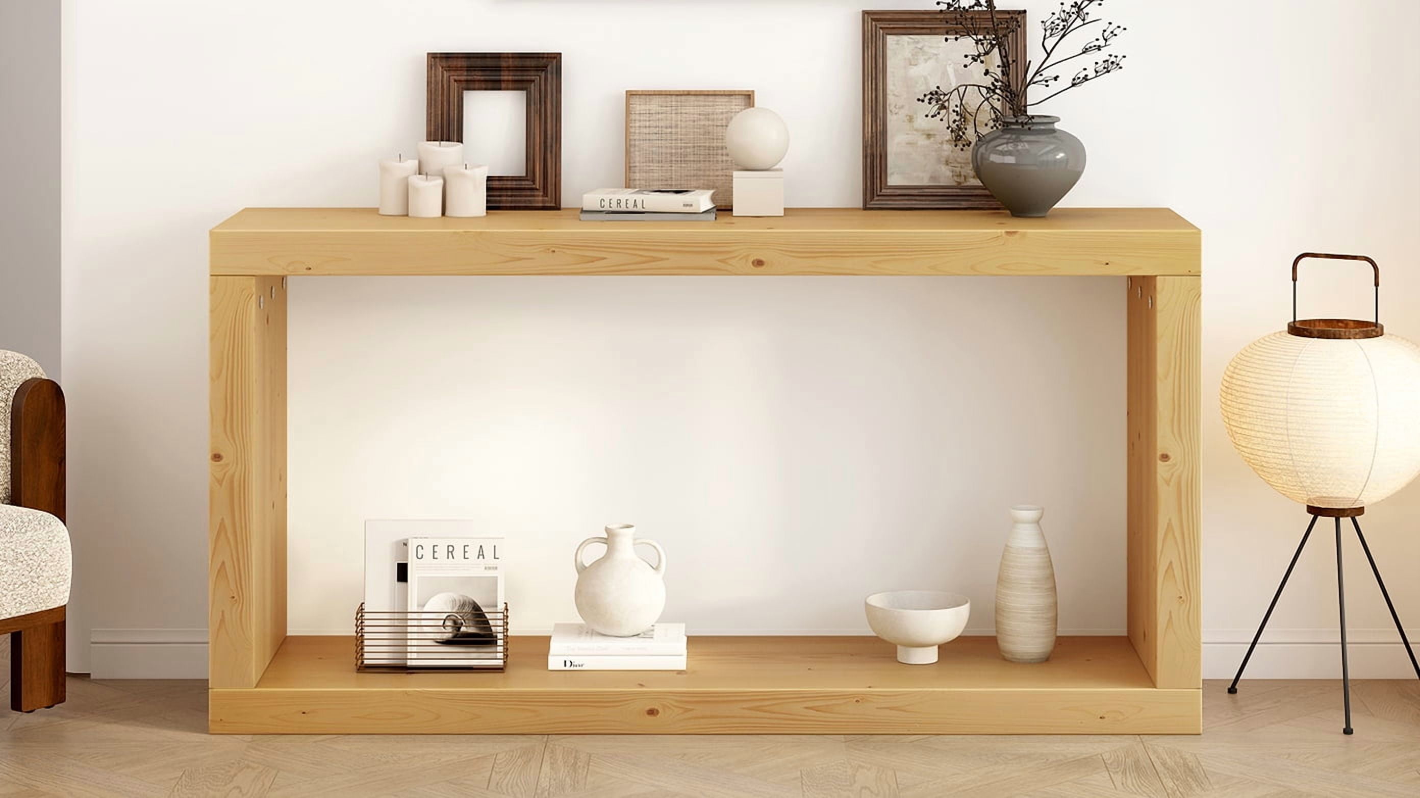 Harper & Bright Designs Minimalist Wood Console Table with Stroage , Modern Narrow Entryway Table with Open Shelf for Hallway and Entryway , Natural