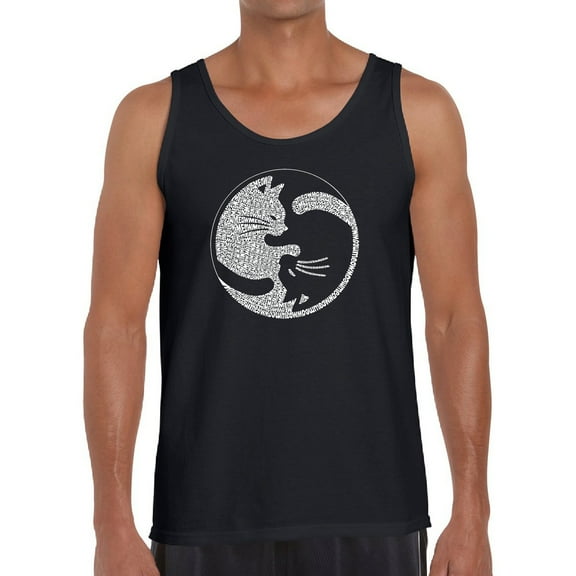 Men's Word Art Tank Top - Yin Yang Cat