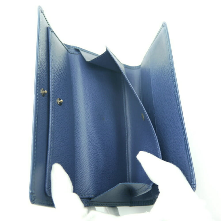LOUIS VUITTON Trifold Epi Blue Leather Mini Wallet Purse Used