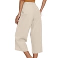 thumbnail image 4 of SIYUDAN Womens Trousers Casual Pants For Women BeigeAdult Trousers For Women Lounge Pants For Women Elastic Waist Pants For Women With Pockets Women Fall Pants, 4 of 6