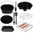 thumbnail image 1 of 9Pcs Accessoires de Friteuse d'Air Ensemble avec l'Acier Inoxydable Brochette Rack Tampon en Silicone Réutilisable 8 Pouces Anti-Adhésif Gâteau Baril Pizza Pan Oeuf Tarte Moule Alimentaire Clip et Plus pour 7L-7.3L Friteuse d'Air, 1 of 11