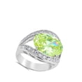 thumbnail image 4 of CHOOSE YOUR COLOR Large Wide Oval Simulated Peridot Ring .925 Sterling Silver Band Green CZ Female Size 5, 4 of 4