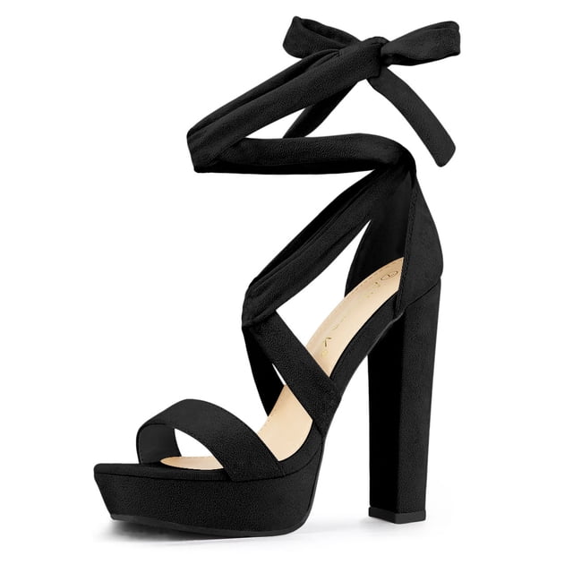 Sandalias de Tacones de Plataforma con Cordones Allegra K Negro 36