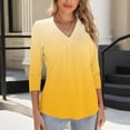 thumbnail image 6 of Yuanlook Womens Tops V Neck T Shirts 3/4 Sleeve Blouse Summer Fall Casual Tees Business Casual Tops - Yellow - L, 6 of 6