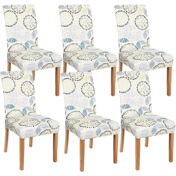 Dining Room Chair Covers Set of 6, Modern Style Abstract Leaf Dining Chair Covers, Stretchy Removable Washable Dining Chair Covers for Holiday Kitchen Restaurant Party Decor