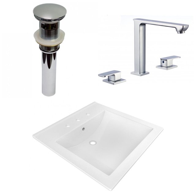 American Imaginations 21.5-in. W 3H8-in. Ceramic Top Set In White Color - Overflow Drain Incl. AI-33263