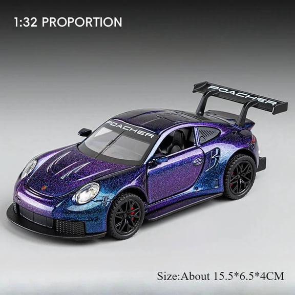 1:32 911 GT3 RS Macan Alloy Sports Car Diecast Model Toys Ornament Doors Opened Sound Light Pull Back Vehices Kids Festival Gift