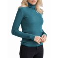 thumbnail image 1 of Suéteres Acanalados para Mujer, Lindos Suéteres de Punto de Cuello Alto, Ajustados y Cálidos Azul Neblina un Tamaño, 1 of 8