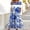 03 Multicolor, variant on YueHuiYing Women's Summer Casual Blue-and-White Porcelain Print Short-Sleeve Round-Neck Knee-Length Dress