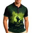 thumbnail image 3 of IAJDKMEK Halloween Men's Polo Short Sleeve Shirt - Button-Down Collar Knit Shirt, Breathable Summer Shirt for Daily Wear, Party, Golf Shirt & Halloween Costume,Dark Green 3XL, 3 of 7