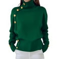 thumbnail image 2 of Women Turtleneck Sweater Fall Fashion Batwing Sleeve Jumper Elegant Short Knitted Pullover Tops Green L, 2 of 4
