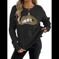 thumbnail image 2 of Suéter de Cuello Redondo Personalizado con Estampado de Leopardo y Labios Bordados para Mujer Negro L, 2 of 8