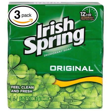 Irish Spring Deodorant Bar Soap, Original, 3 Bar Green Irish Spring, 3.75 oz each