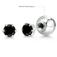 thumbnail image 6 of Gem Stone King Platinum Black Diamond Stud Earrings for Women Men (0.54 Cttw, Gemstone April Birthstone, Round 4MM), 6 of 6