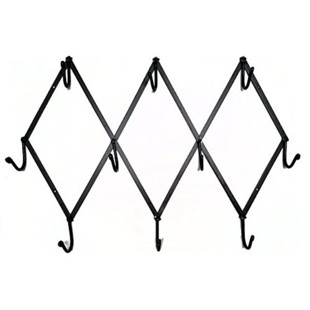 expandable metal coat hooks rack, black metal