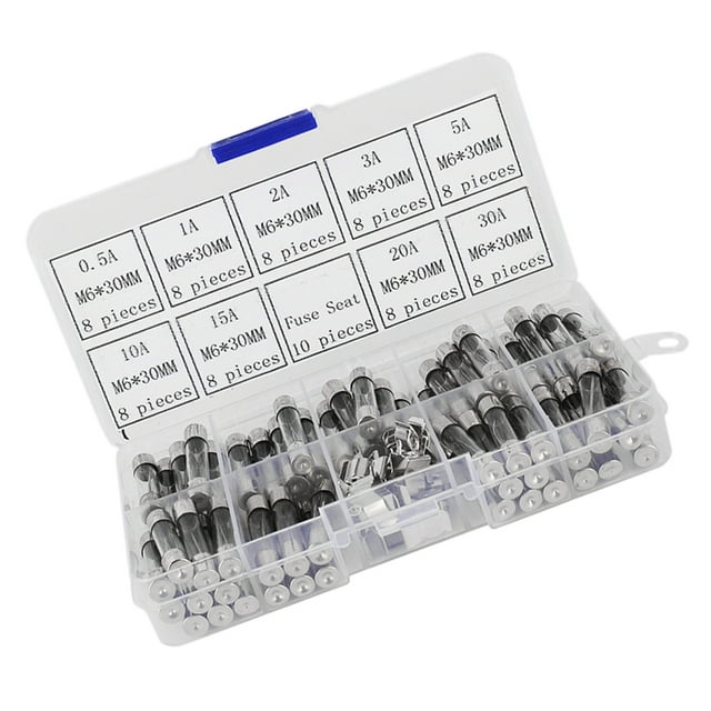 72 Pcs Fusible Fin Fusible en Verre Fusibles 6x30 mm Auto Électrique Assorti 250 V