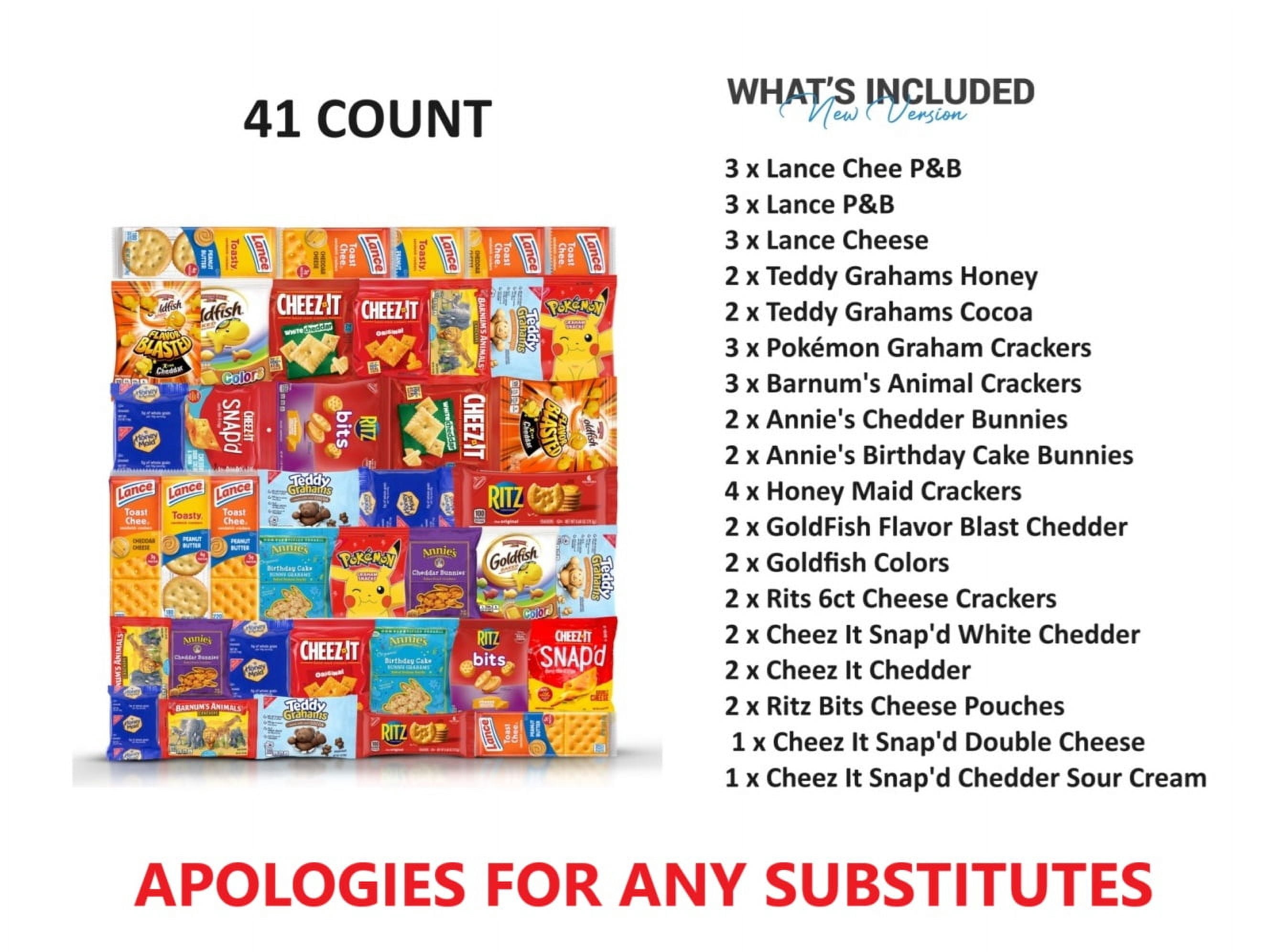 Crackers Variety Pack Individually Wrapped Assortment Including Crackers and Cheese Snack Pack, Peanut Butter, Lance, Ritz, Honey Maid, Cheez-Its and More Bulk (41 Count)