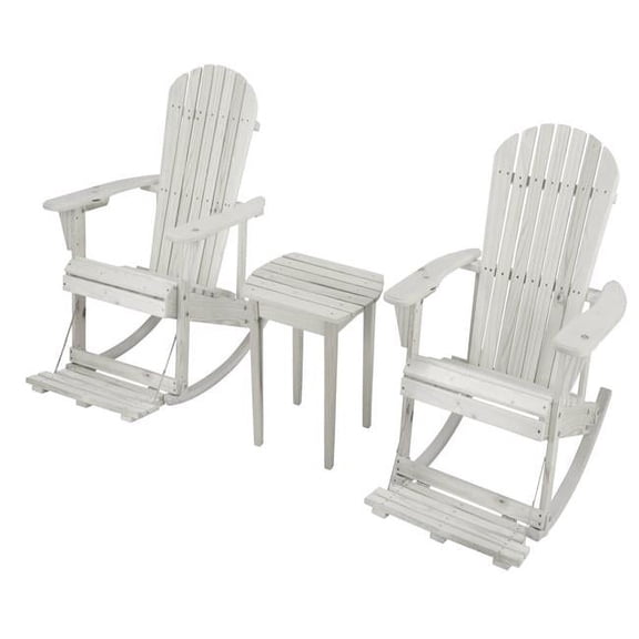 W Unlimited Zero Gravity 3 Piece Patio Adirondack Rocker Set in White