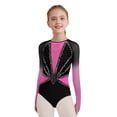 thumbnail image 3 of TSSOE Girls 3-Piece Gymnastic Leotards Gradient Rhinestones Sparkling Ballet Dance Outfit with Shorts Set Hot Pink 8, 3 of 7