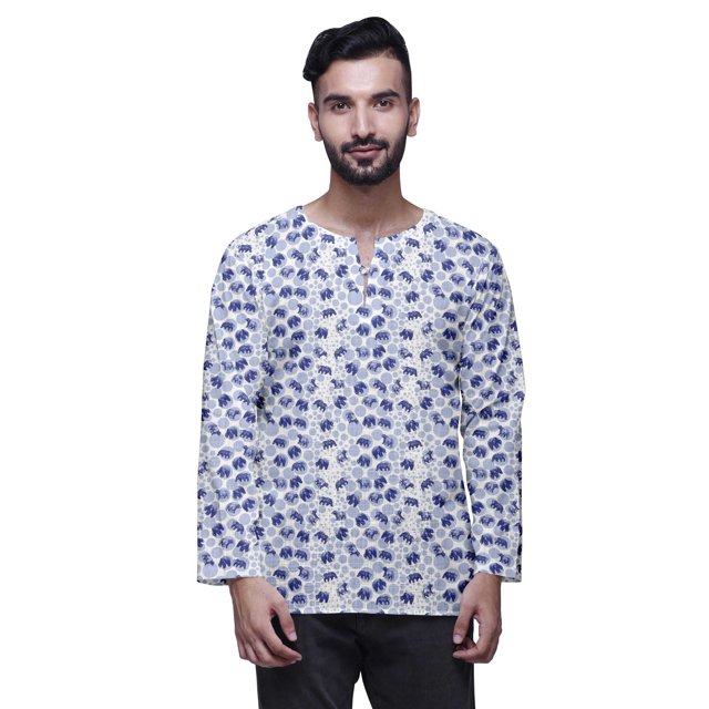 Atasi Indian Traditional Kurta For Men Keyhole Neck Short KurtaShirtFor Boys