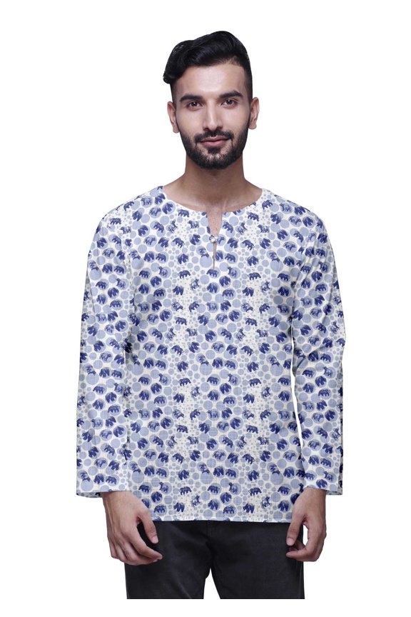 Indian Traditional Kurta For Men Keyhole Neck Short Kurta Shirt For Boys