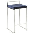 thumbnail image 2 of Fuji Contemporary Stackable Counter Stool In Stainless Steel With Blue Velvet Cushion - Set Of 2, 2 of 7