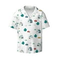 thumbnail image 2 of Lsque Cartoon House Car print Men's Cuban Collar Short Sleeve Shirt Summer Beachwear Casual Button Down Fashionable Vacation Leisure Shirt-Large, 2 of 7