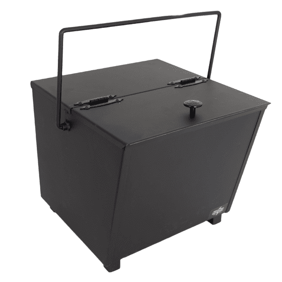 Heavy-Duty Steel Fireplace Ash Bucket USA Made Black